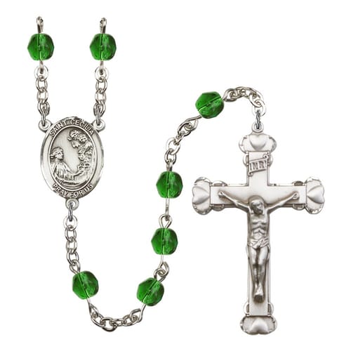St. Cecilia Green May Rosary 6mm