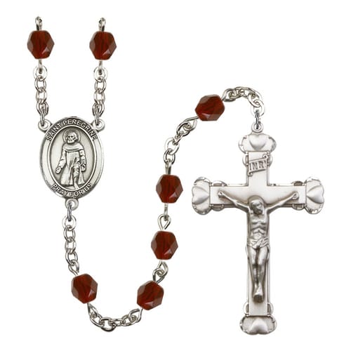 St. Peregrine Laziosi Red January Rosary 6mm