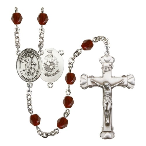 Guardian Angel / Marine Corp Red January Rosary 6mm
