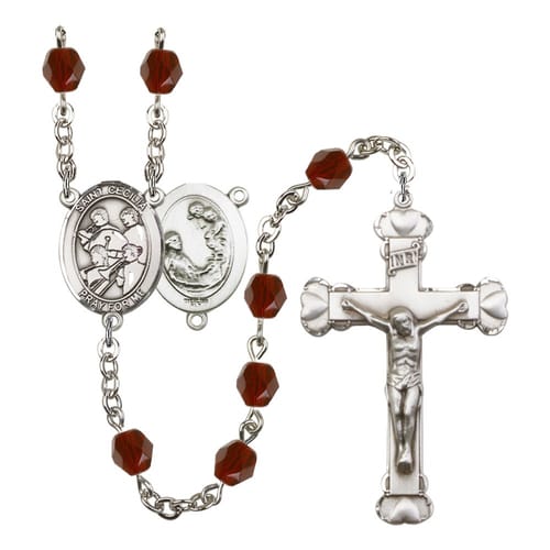 St. Cecilia / Marching Band Red January Rosary 6mm