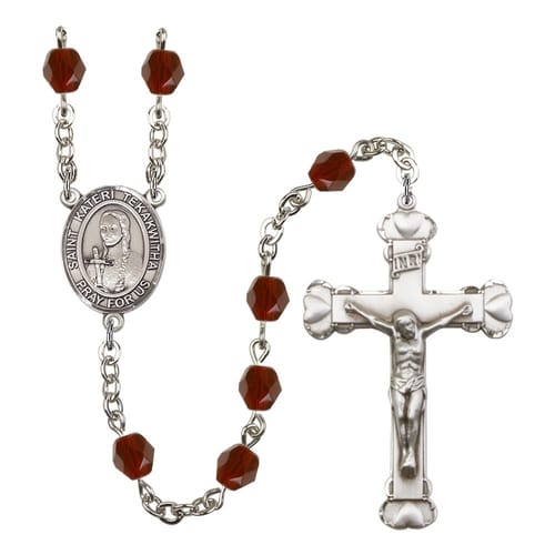 St. Kateri Tekakwitha Red January Rosary 6mm