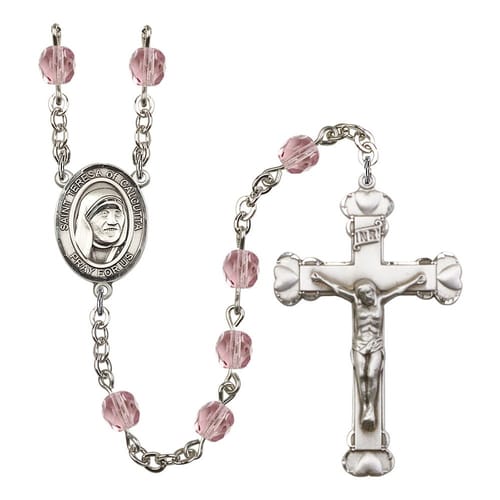 Blessed Teresa Of Calcutta Light Purple June Rosary 6mm