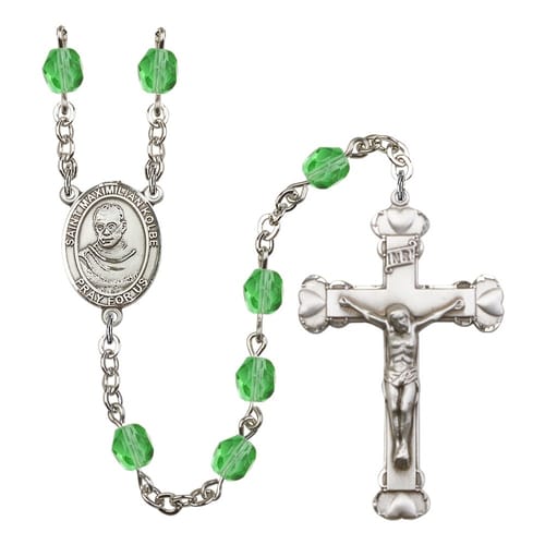 St. Maximilian Kolbe Green August Rosary 6mm