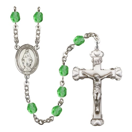 Miraculous Green August Rosary 6mm