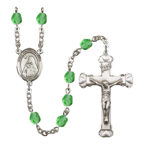 St. Teresa Of Avila Green August Rosary 6mm