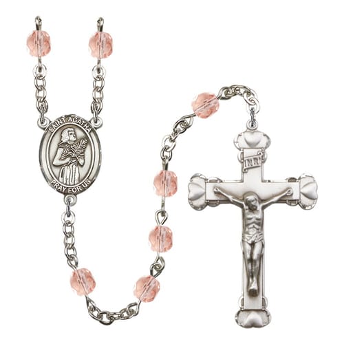 St. Agatha Pink October Rosary 6mm