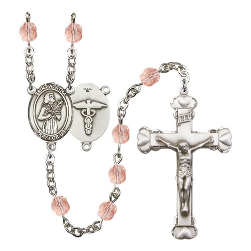 St. Agatha / Nurse Pink October Rosary 6mm
