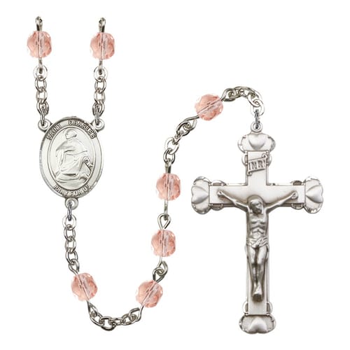 St. Charles Borromeo Pink October Rosary 6mm