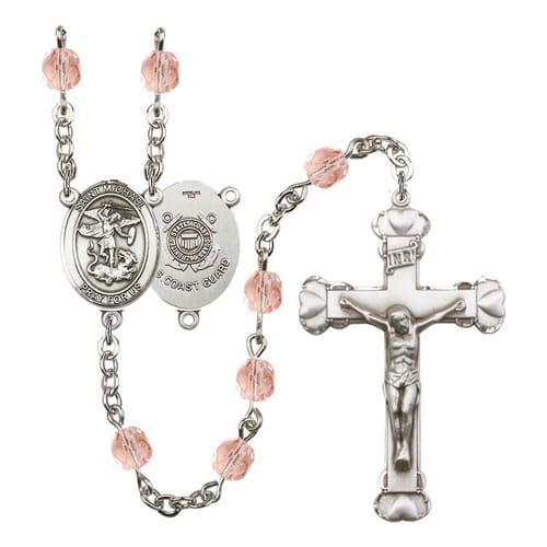 St. Michael / Coast Guard Pink October Rosary 6mm