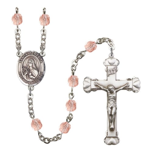 Santa Teresita Pink October Rosary 6mm