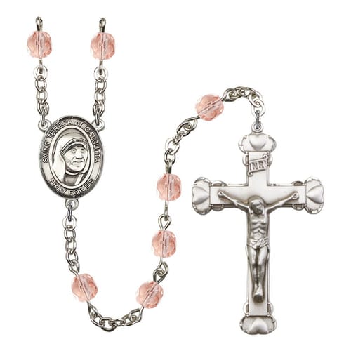 Blessed Teresa Of Calcutta Pink October Rosary 6mm