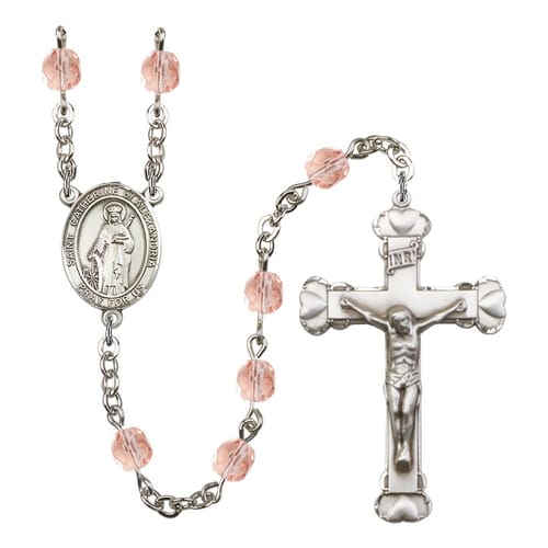 St. Catherine Of Alexandria Pink October Rosary 6mm