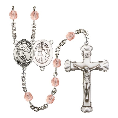 St. Sebastian / Hockey Pink October Rosary 6mm