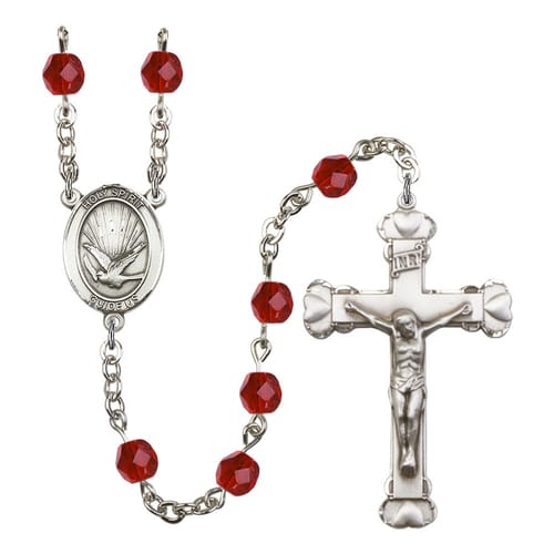Holy Spirit Red July Rosary 6mm
