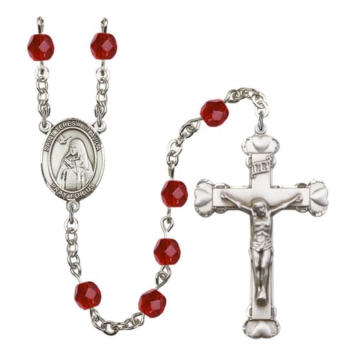 St. Teresa Of Avila Red July Rosary 6mm