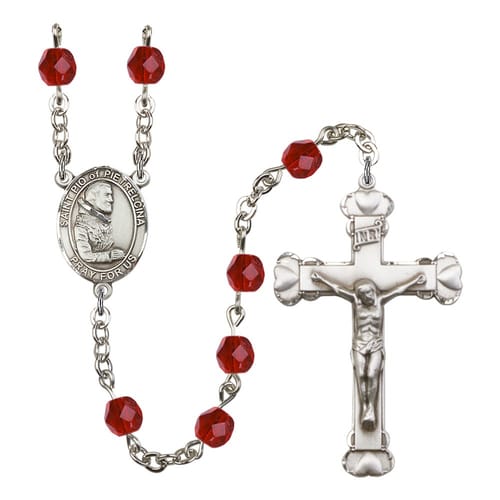 St. Pio Of Pietrelcina Red July Rosary 6mm