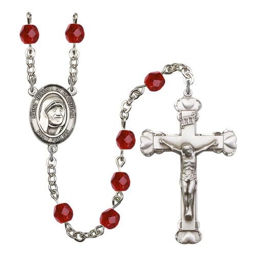 Blessed Teresa Of Calcutta Red July Rosary 6mm