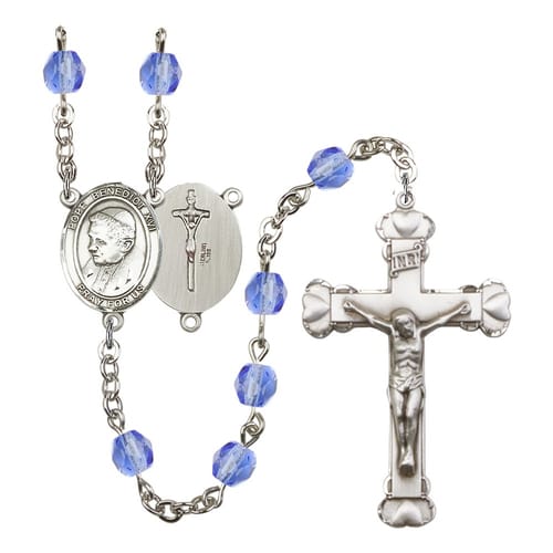 Pope Emeritace Benedict Xvi Blue September Rosary 6mm