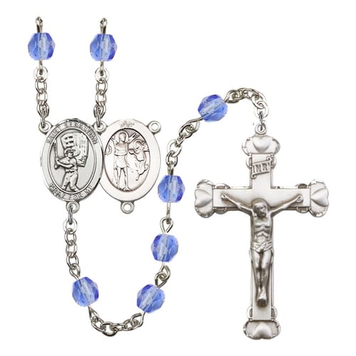 St. Sebastian / Baseball Blue September Rosary 6mm