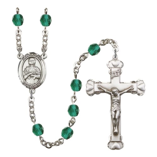 St. Kateri Tekakwitha Teal December Rosary 6mm