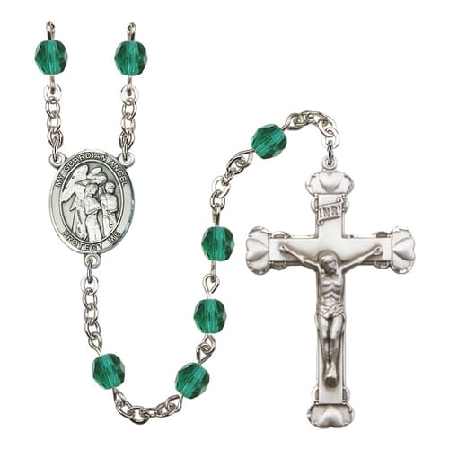 Guardian Angel w/Children Teal December Rosary 6mm