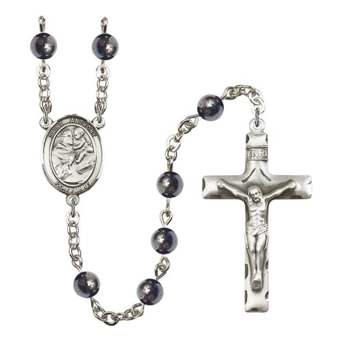 St. Anthony Of Padua 6mm Hematite Rosary
