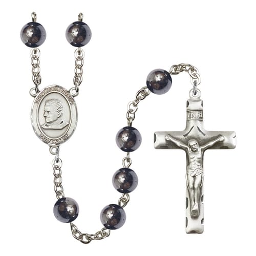 St. John Bosco 8mm Hematite Rosary