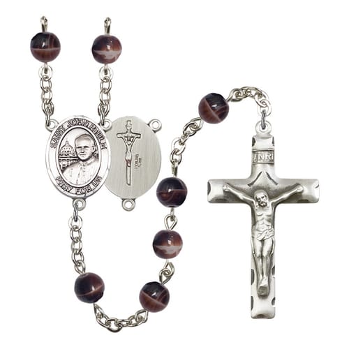 St. John Paul II 7mm Brown Rosary