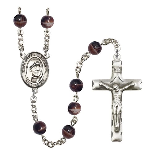 Blessed Teresa Of Calcutta 7mm Brown Rosary