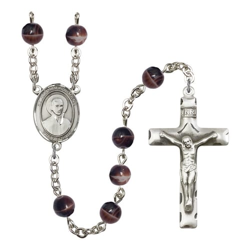 St. John Berchmans 7mm Brown Rosary
