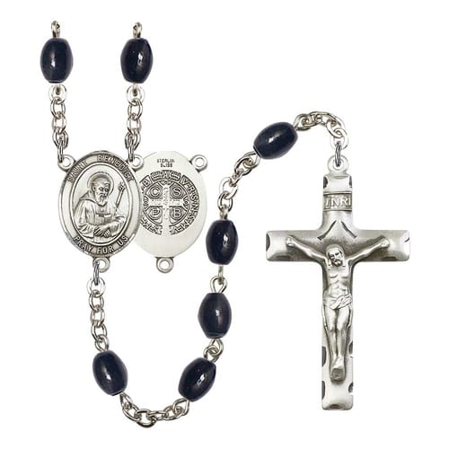 St. Benedict 8X6mm Black Onyx Rosary