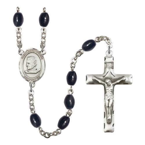 St. John Bosco 8X6mm Black Onyx Rosary