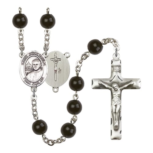 St. John Paul II 7mm Black Onyx Rosary