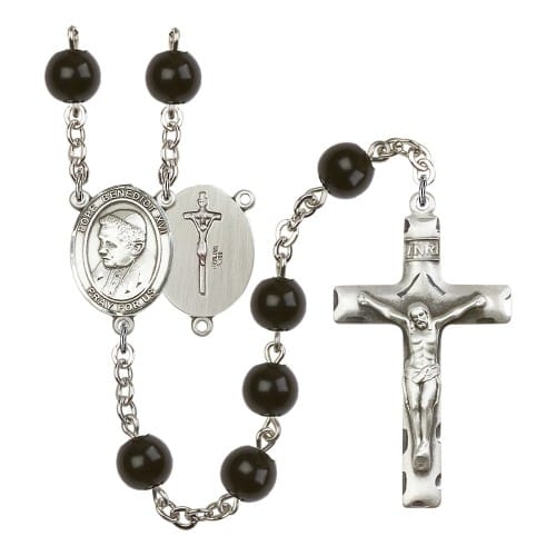 Pope Emeritus Benedict XVI 7mm Black Onyx Rosary