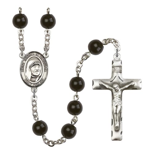 Blessed Teresa Of Calcutta 7mm Black Onyx Rosary