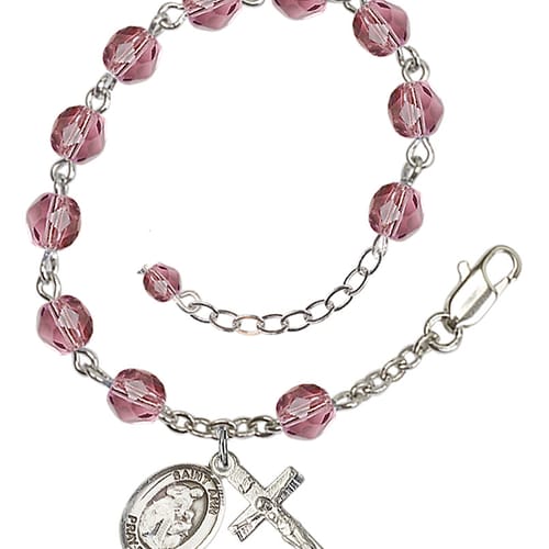 St. Ann Purple February Rosary Bracelet 6mm