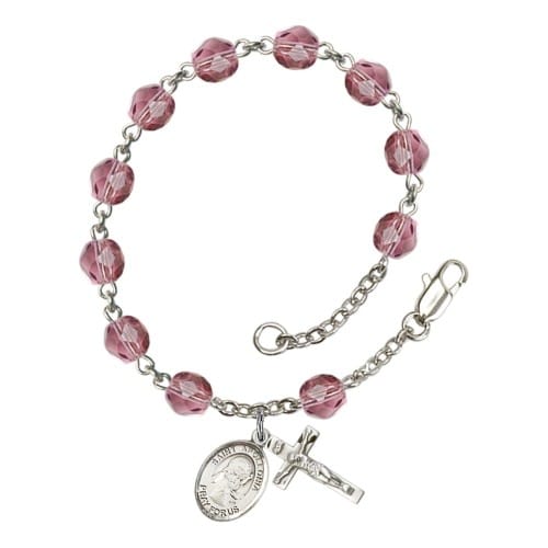 St. Apollonia Purple February Rosary Bracelet 6mm