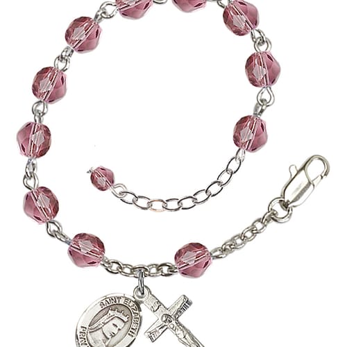 St. Elizabeth Of Hungary Purple February Rosary Bracelet 6mm
