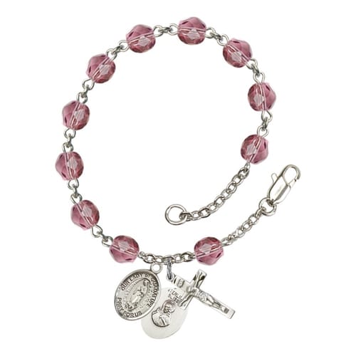 Our Lady Of Guadalupe Purple February Rosary Bracelet 6mm