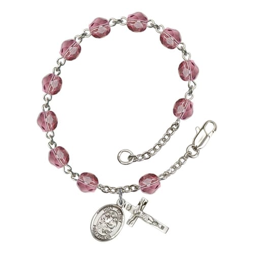 Holy Family Purple February Rosary Bracelet 6mm