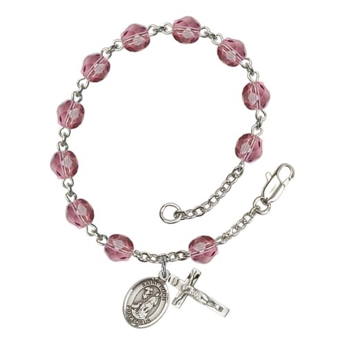 St. Roch Purple February Rosary Bracelet 6mm