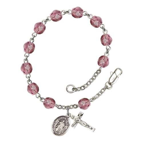 Divine Mercy Purple February Rosary Bracelet 6mm