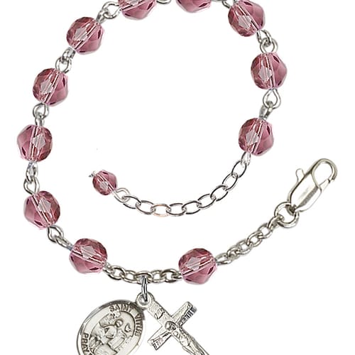 St. Vitus Purple February Rosary Bracelet 6mm