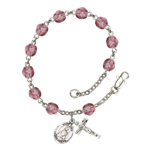 St. Lucy Purple February Rosary Bracelet 6mm