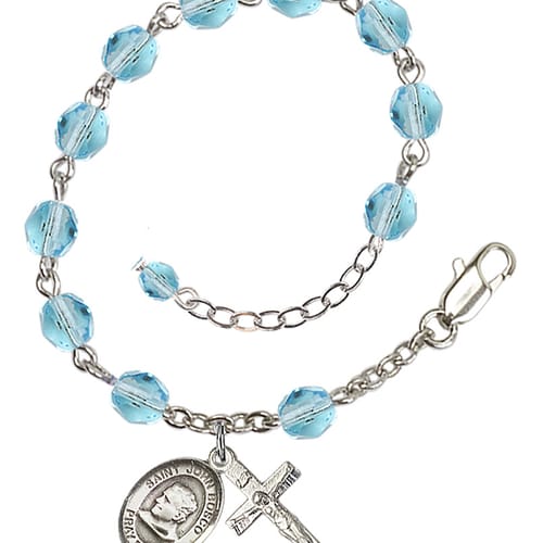 St. John Bosco Aqua Blue March Rosary Bracelet 6mm