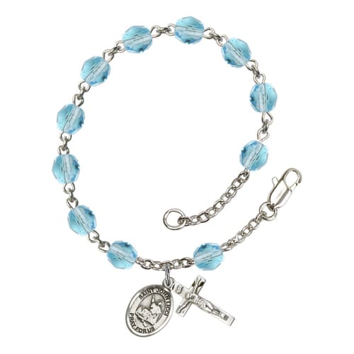 St. John Licci Aqua Blue March Rosary Bracelet 6mm