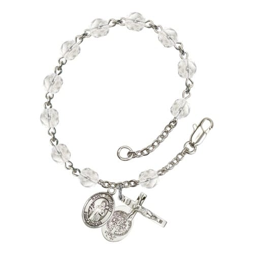 St. Benedict Crystal April Rosary Bracelet 6mm