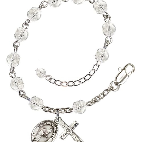 St. Bernadette Crystal April Rosary Bracelet 6mm