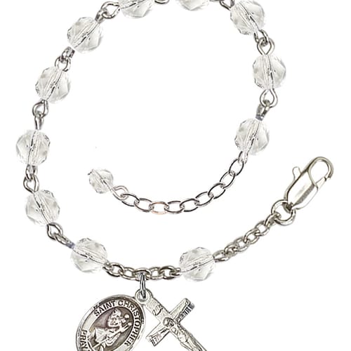 St. Christopher Crystal April Rosary Bracelet 6mm