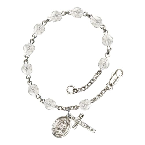 St. Daniel Crystal April Rosary Bracelet 6mm